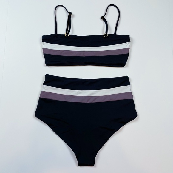 L*SPACE Portia Rebel Reversible Striped High Waisted Bikini Set - Picture 3 of 4